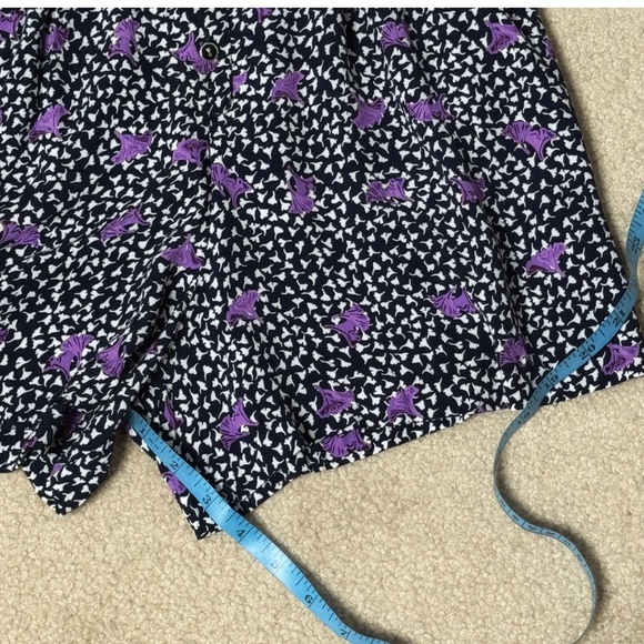 Maje Romper Black White Purple Print Button Front Collar Pockets One Piece Short - Picture 11 of 16